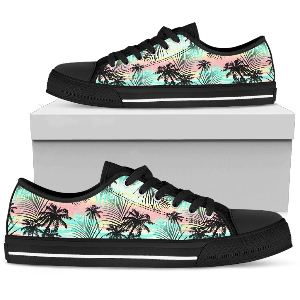 Pastel Palm Tree Pattern Print Men's Low Top Shoes