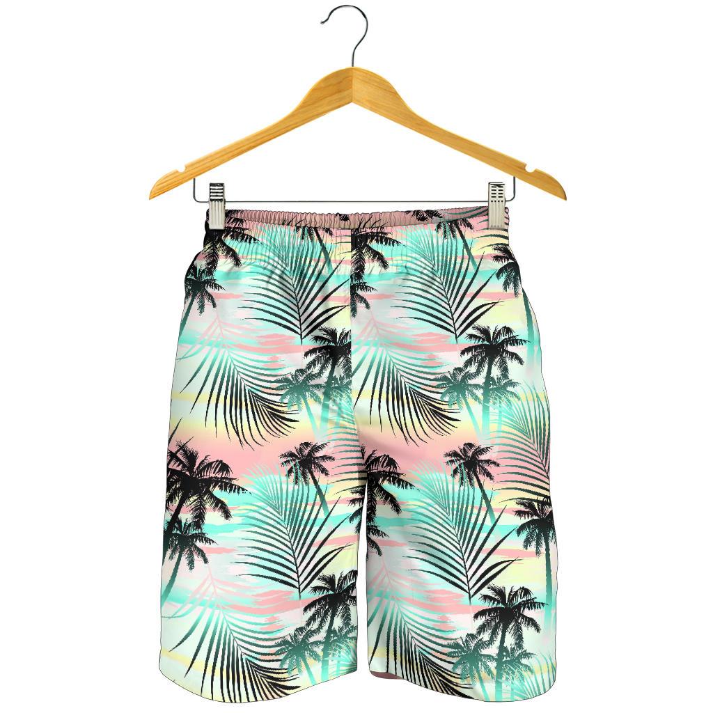 Pastel Palm Tree Pattern Print Men's Shorts