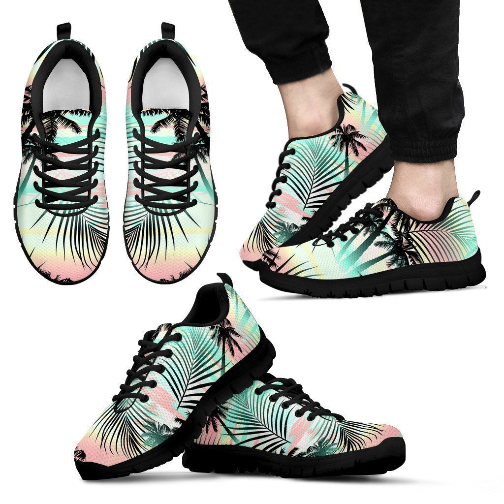 Pastel Palm Tree Pattern Print Men's Sneakers