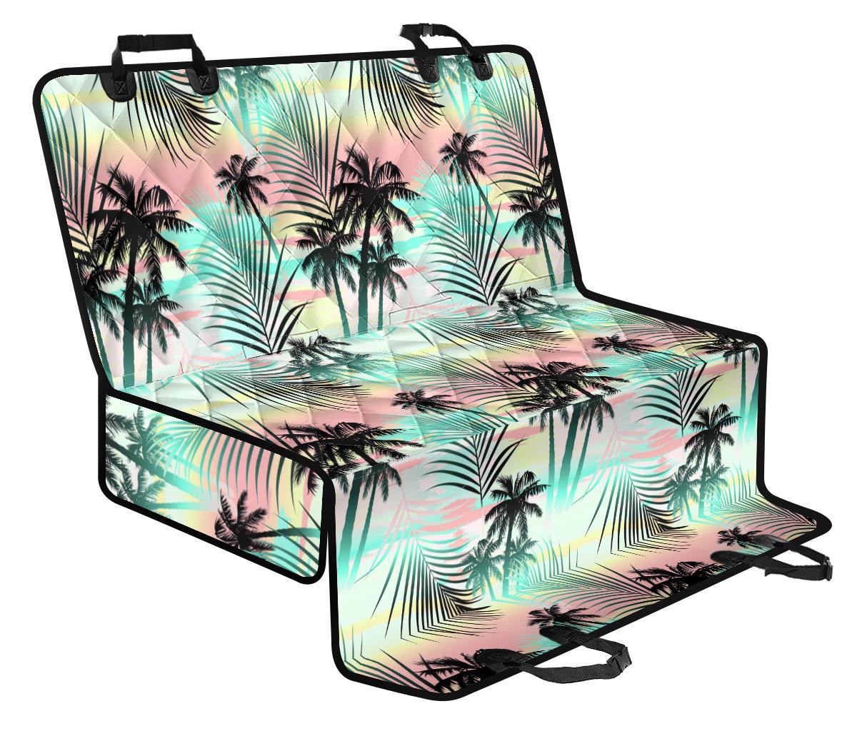 Pastel Palm Tree Pattern Print Pet Car Back Seat Cover