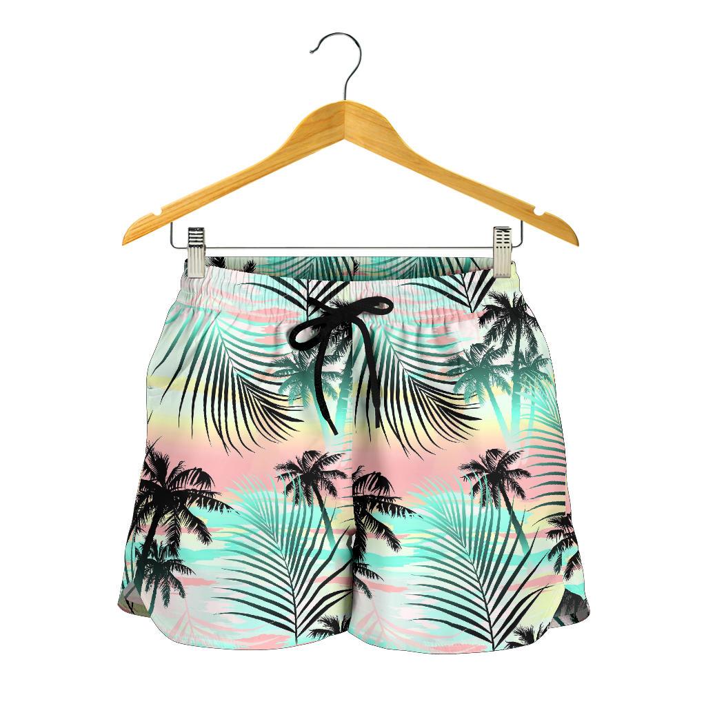 Pastel Palm Tree Pattern Print Women's Shorts