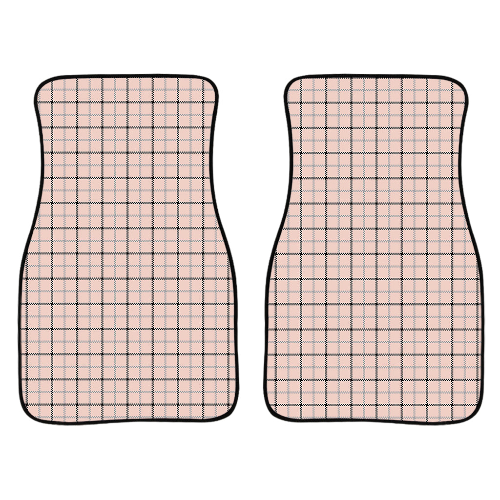 Pastel Pink And Black Tattersall Print Front Car Floor Mats