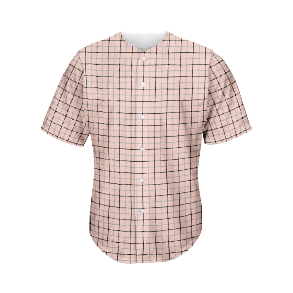 Pastel Pink And Black Tattersall Print Men's Baseball Jersey