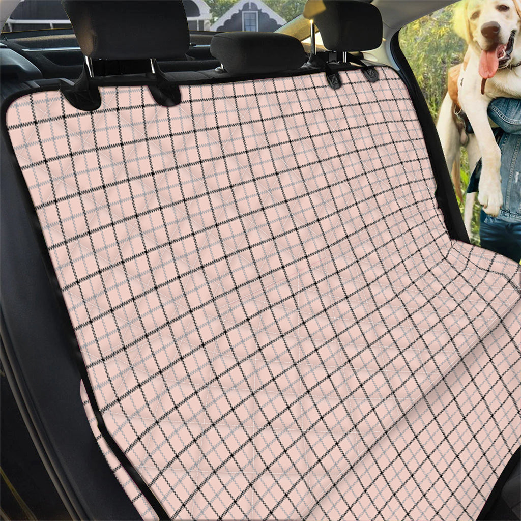 Pastel Pink And Black Tattersall Print Pet Car Back Seat Cover