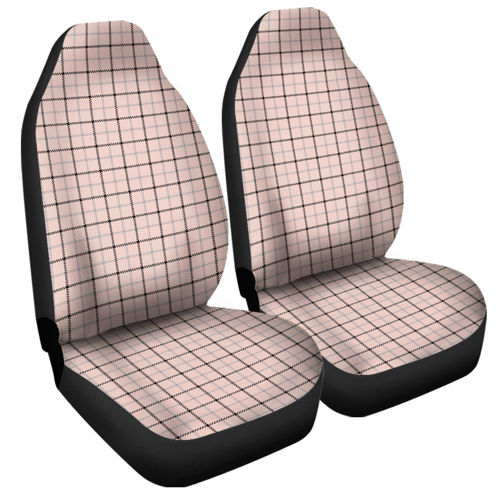 Pastel Pink And Black Tattersall Print Universal Fit Car Seat Covers