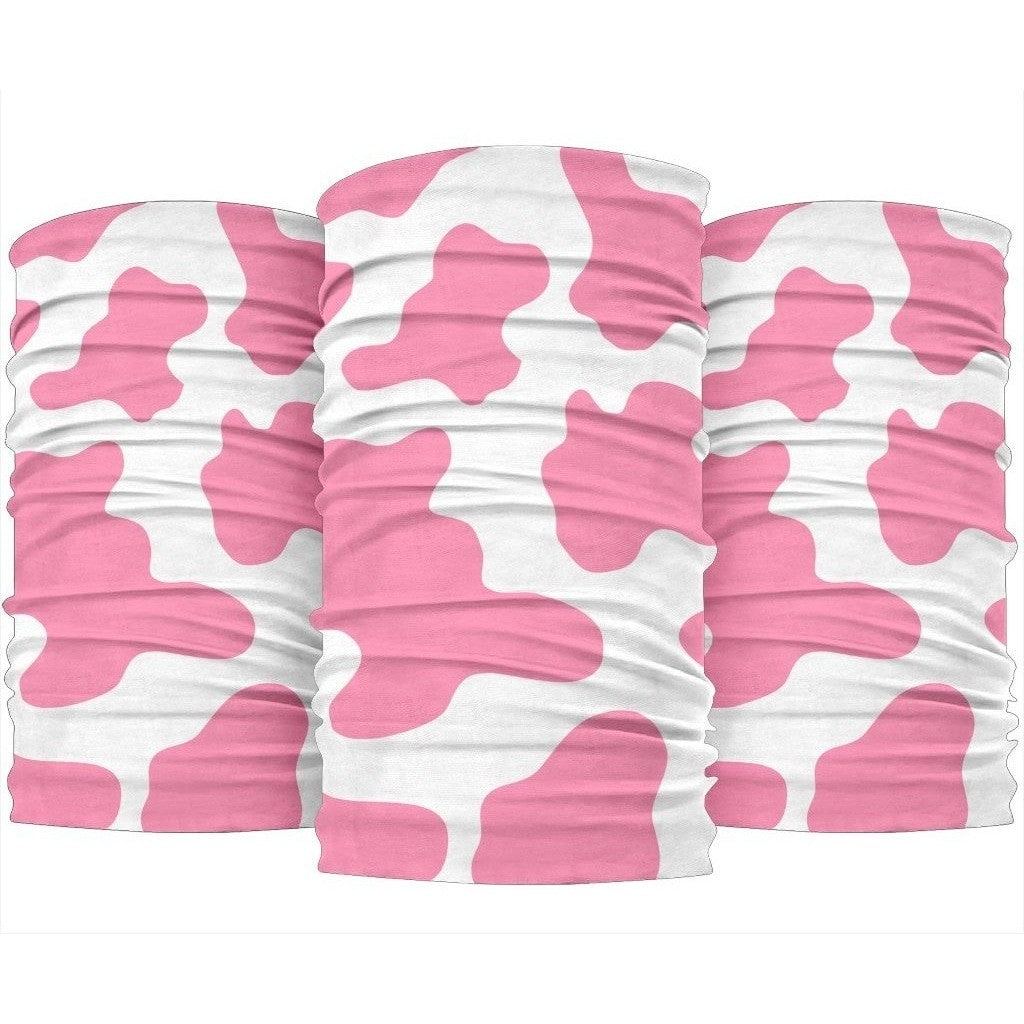 Pastel Pink And White Cow Print 3-Pack Bandanas