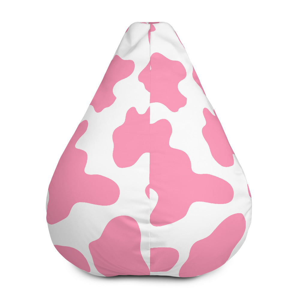 Pastel Pink And White Cow Print Bean Bag Cover