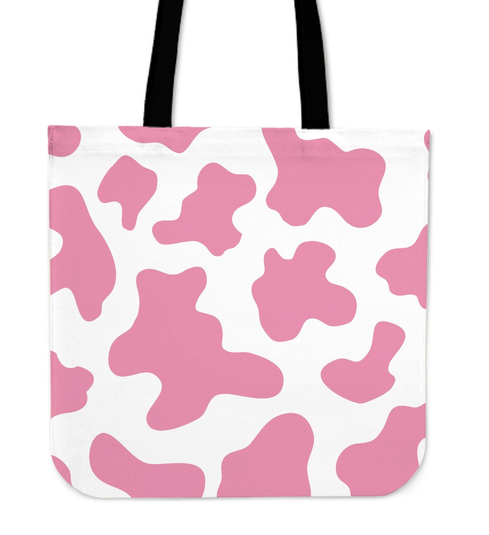 Pastel Pink And White Cow Print Canvas Tote Bag