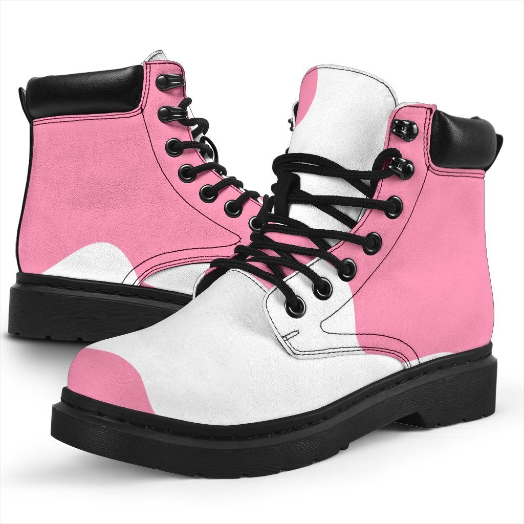 Pastel Pink And White Cow Print Classic Boots