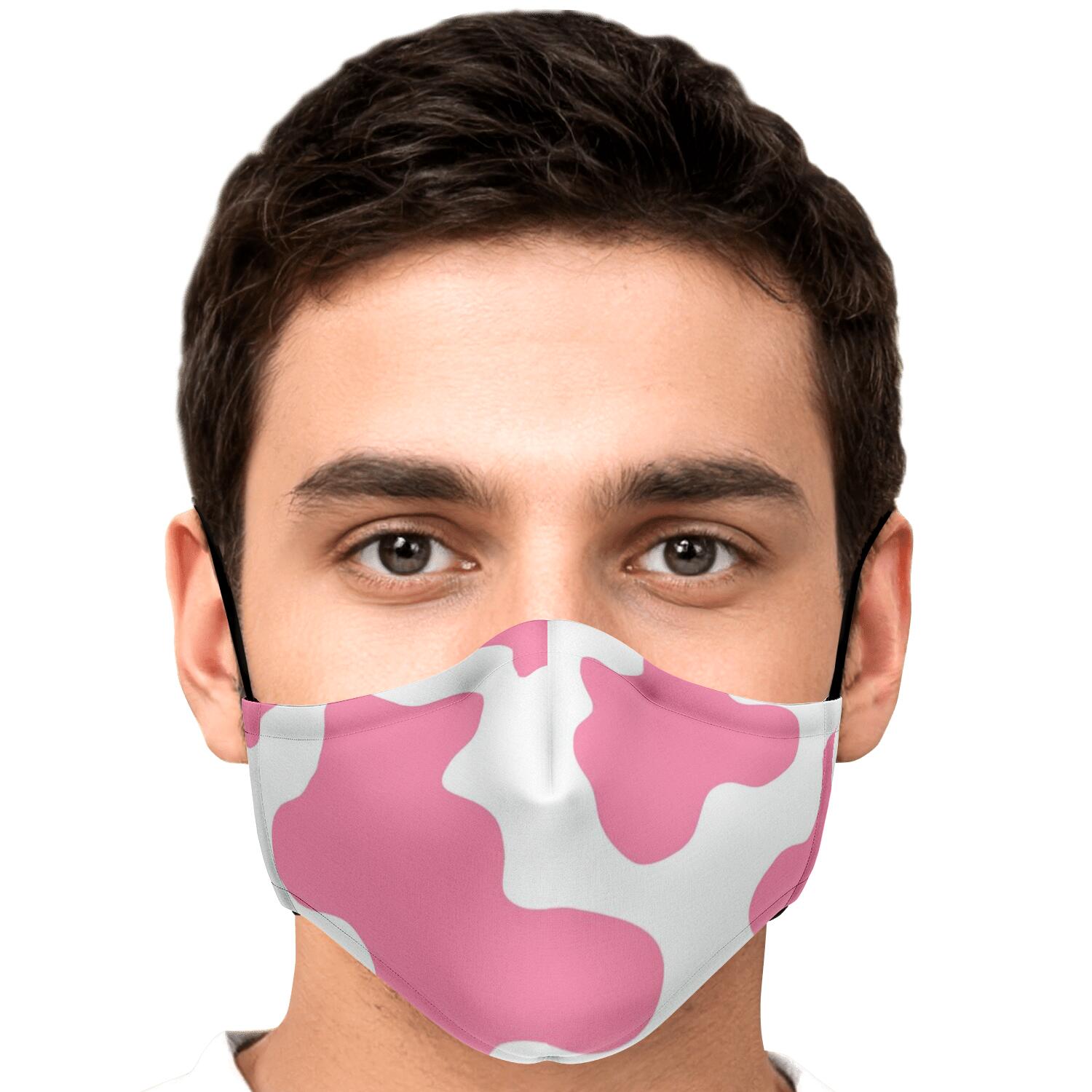 Pastel Pink And White Cow Print Face Mask