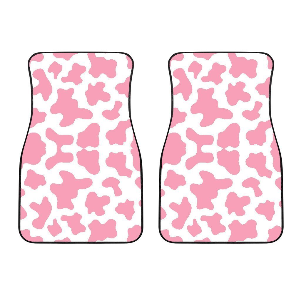 Pastel Pink And White Cow Print Front Car Floor Mats