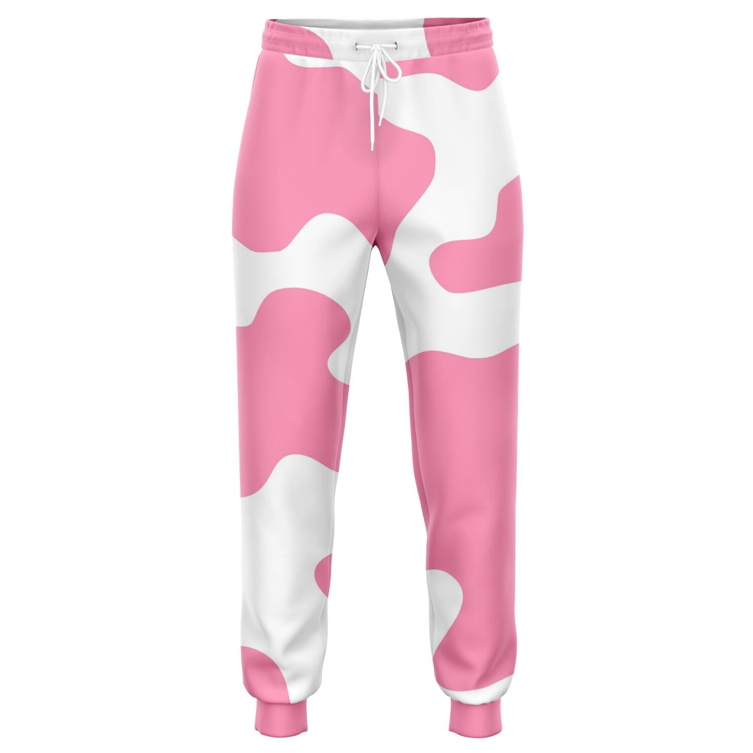 Pastel Pink And White Cow Print Jogger Pants