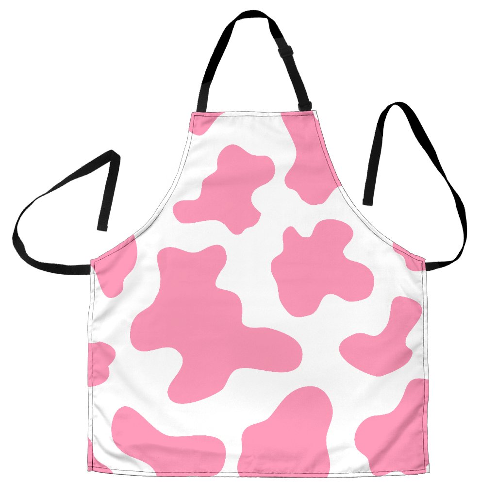 Pastel Pink And White Cow Print Men's Apron