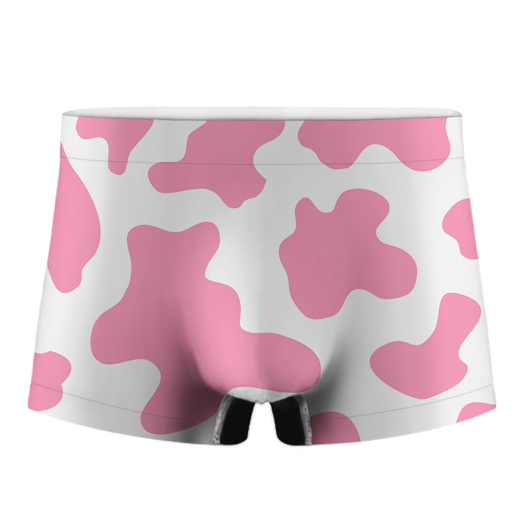 Pastel Pink And White Cow Print Men's Boxer Briefs