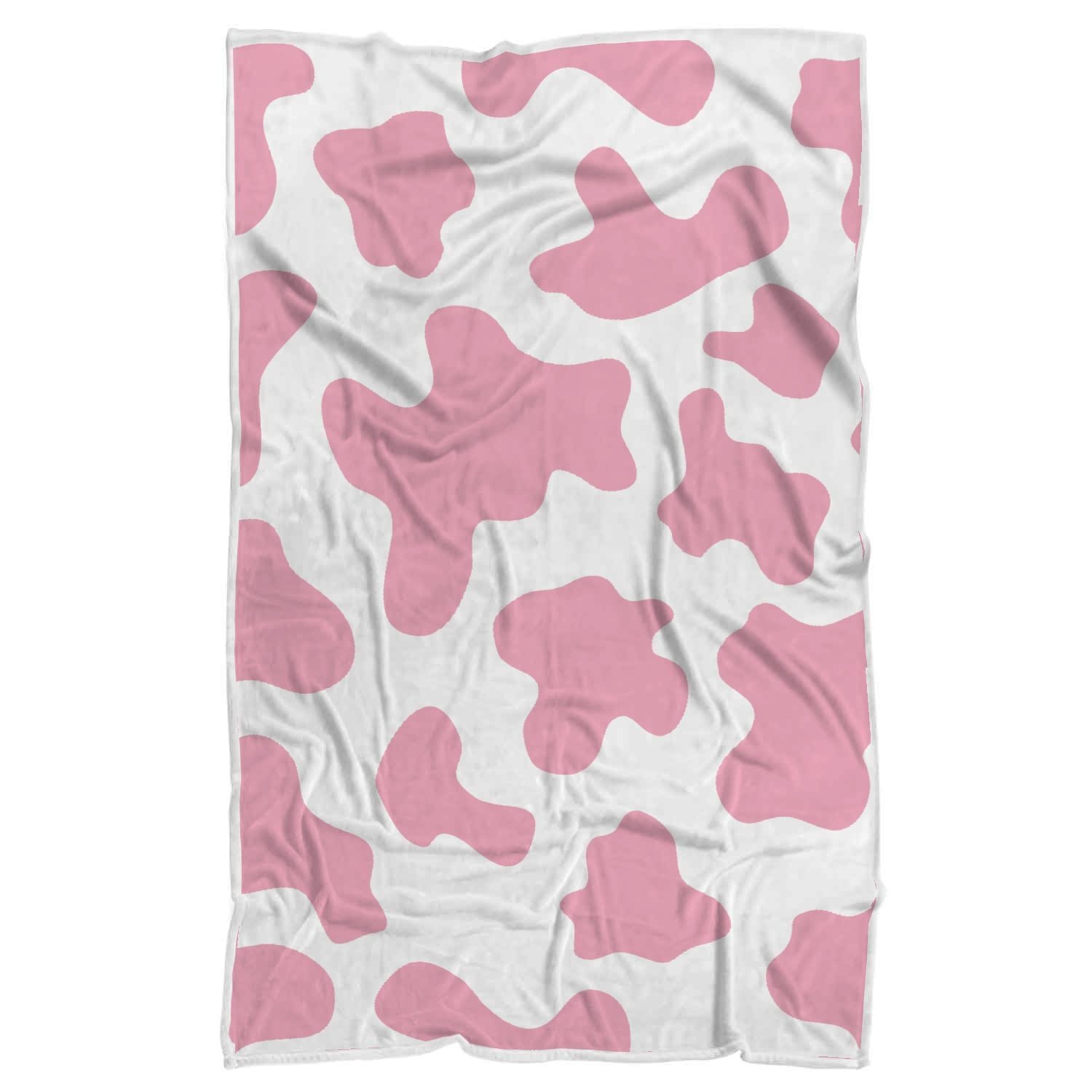 Pastel Pink And White Cow Print Sherpa Blanket