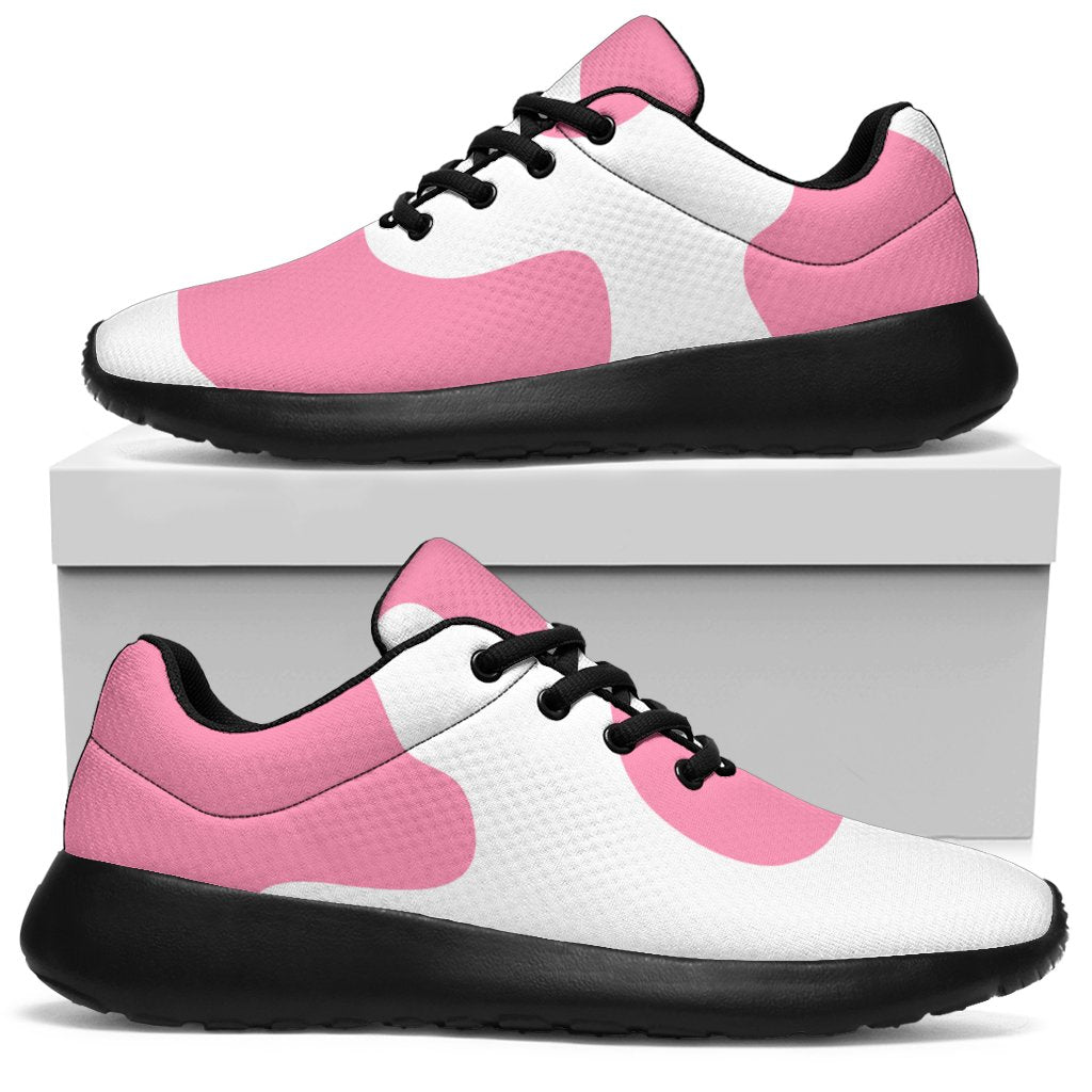 Pastel Pink And White Cow Print Sport Sneakers