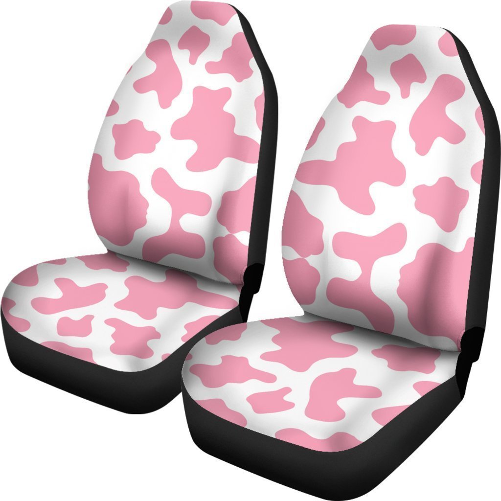 Pastel Pink And White Cow Print Universal Fit Car Seat Covers