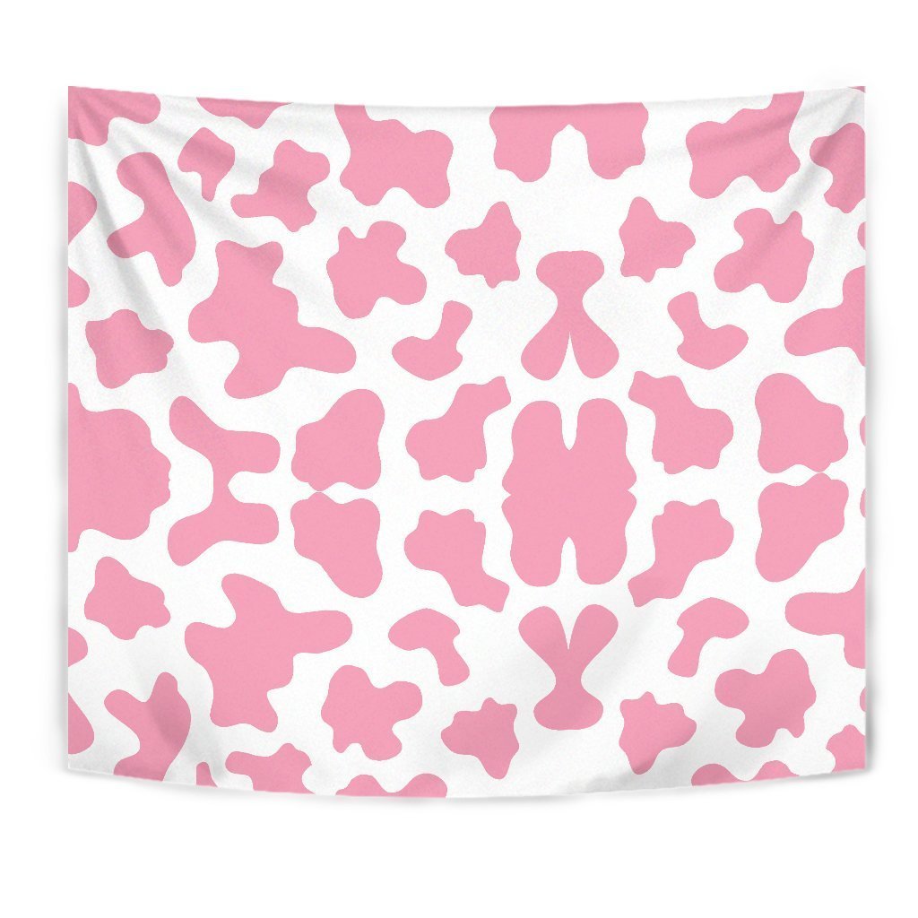 Pastel Pink And White Cow Print Wall Tapestry