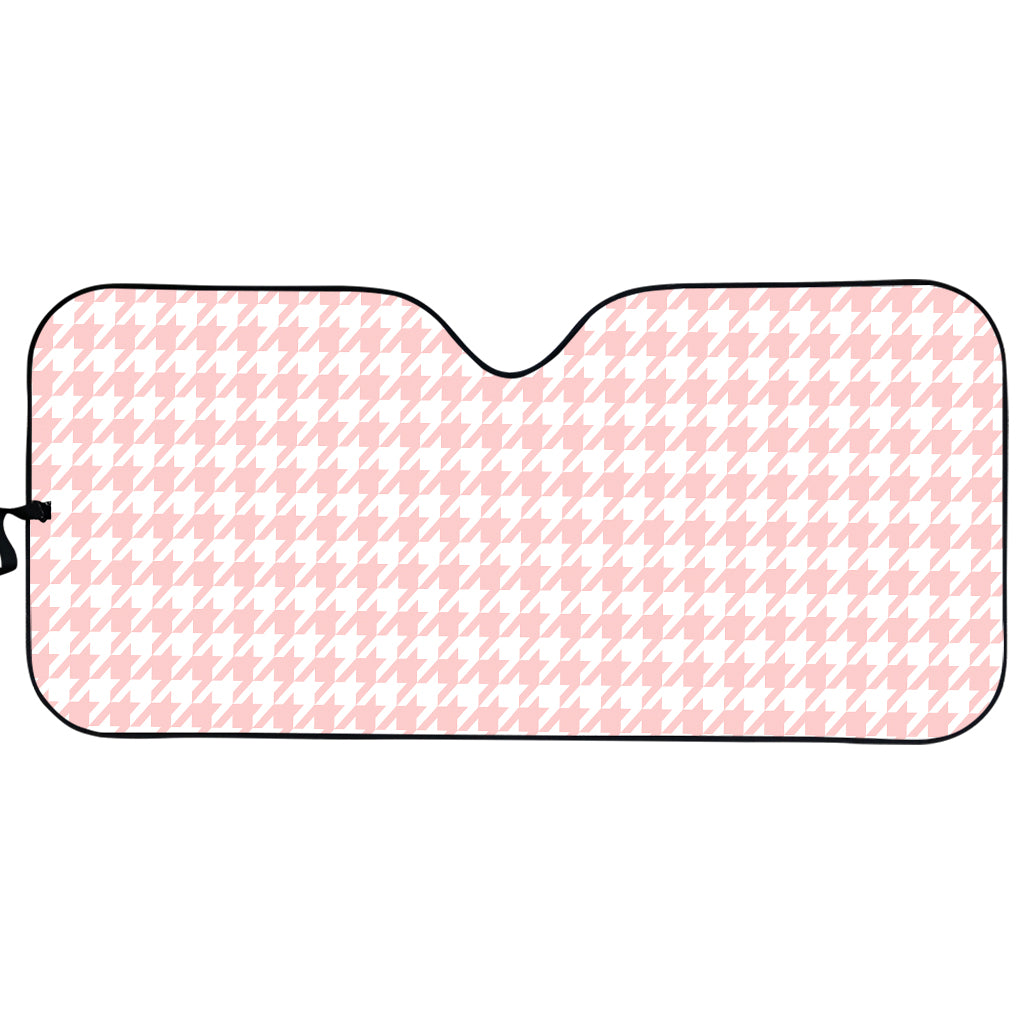 Pastel Pink And White Houndstooth Print Car Sun Shade