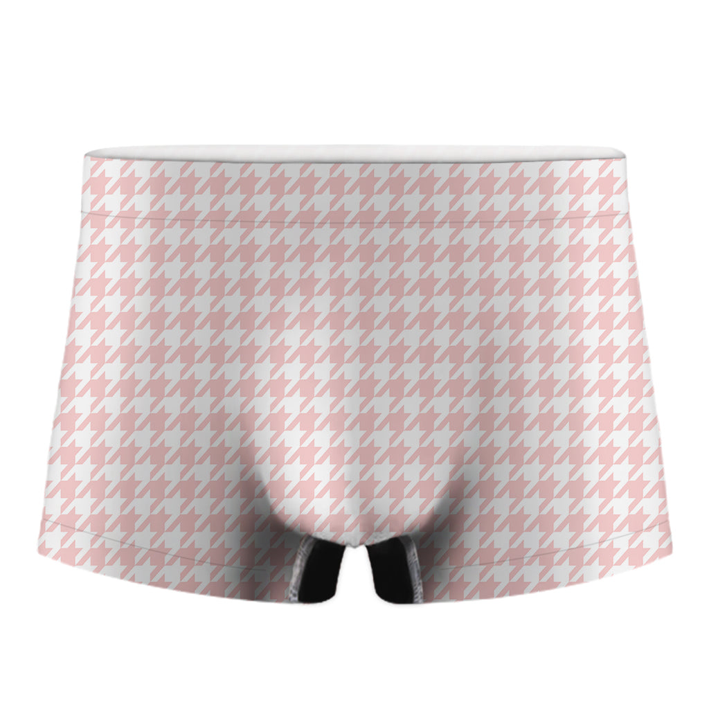 Pastel Pink And White Houndstooth Print Men's Boxer Briefs