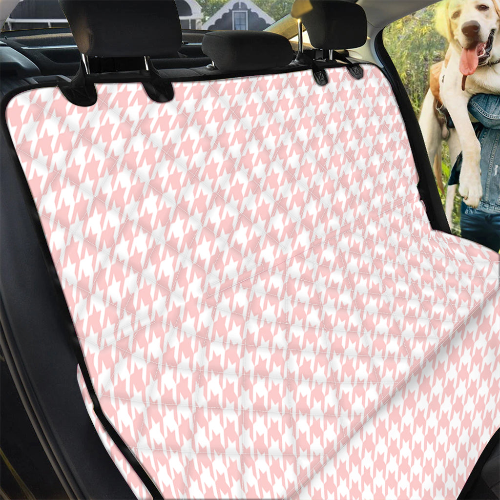 Pastel Pink And White Houndstooth Print Pet Car Back Seat Cover