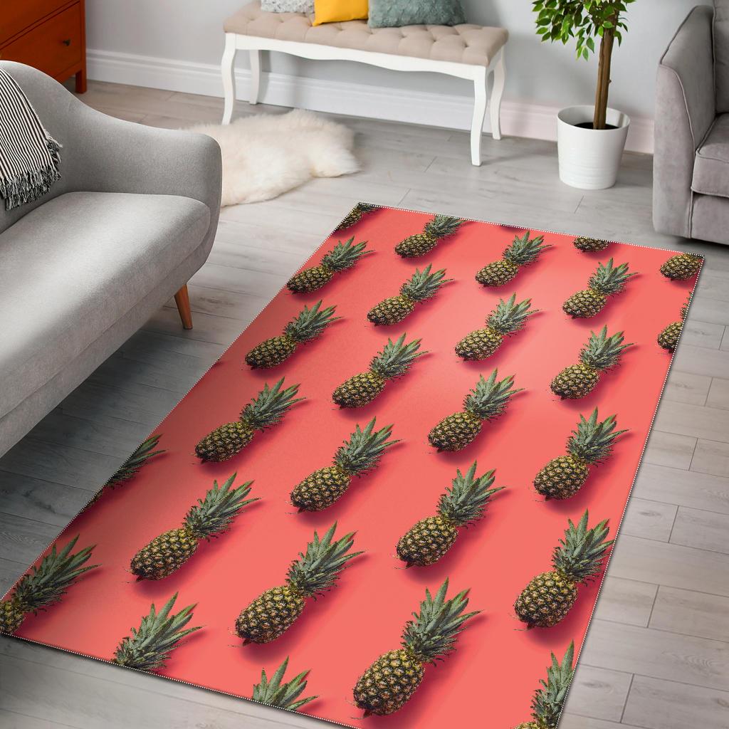 Pastel Pink Pineapple Pattern Print Area Rug