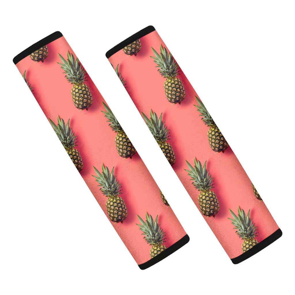 Pastel Pink Pineapple Pattern Print Car Seat Belt Covers