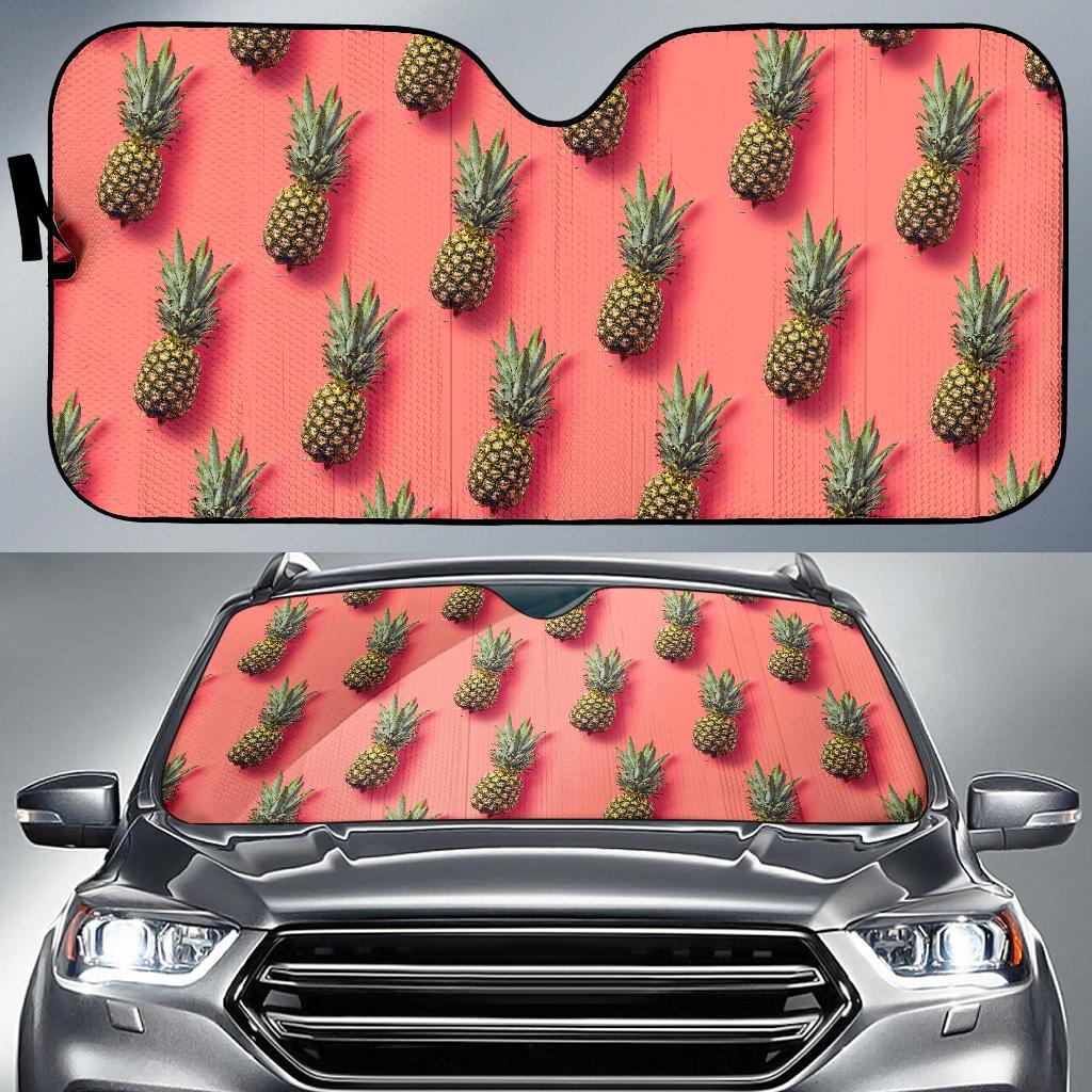 Pastel Pink Pineapple Pattern Print Car Sun Shade