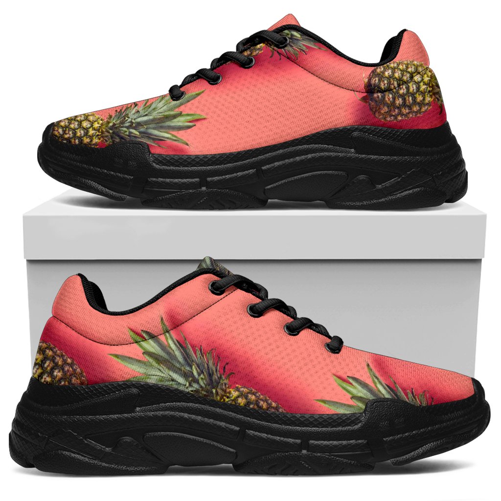 Pastel Pink Pineapple Pattern Print Chunky Sneakers