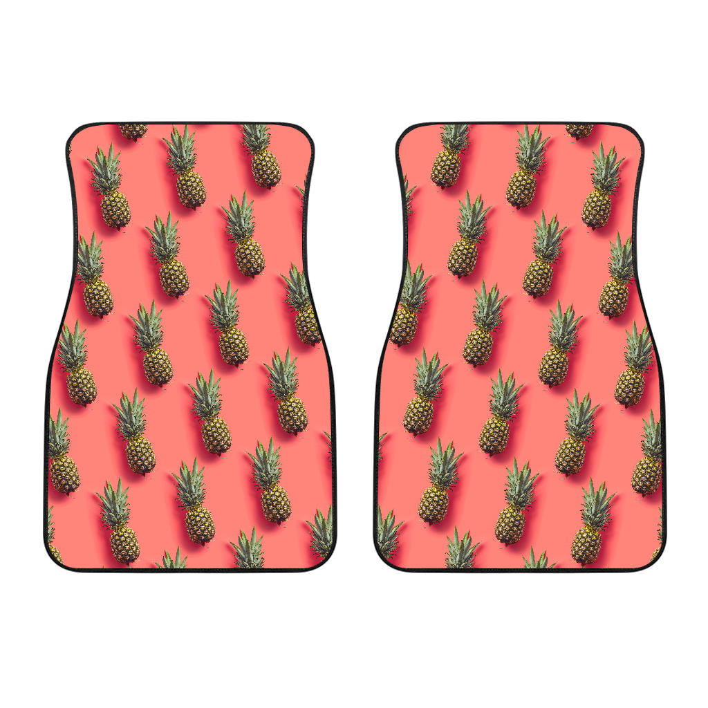 Pastel Pink Pineapple Pattern Print Front Car Floor Mats