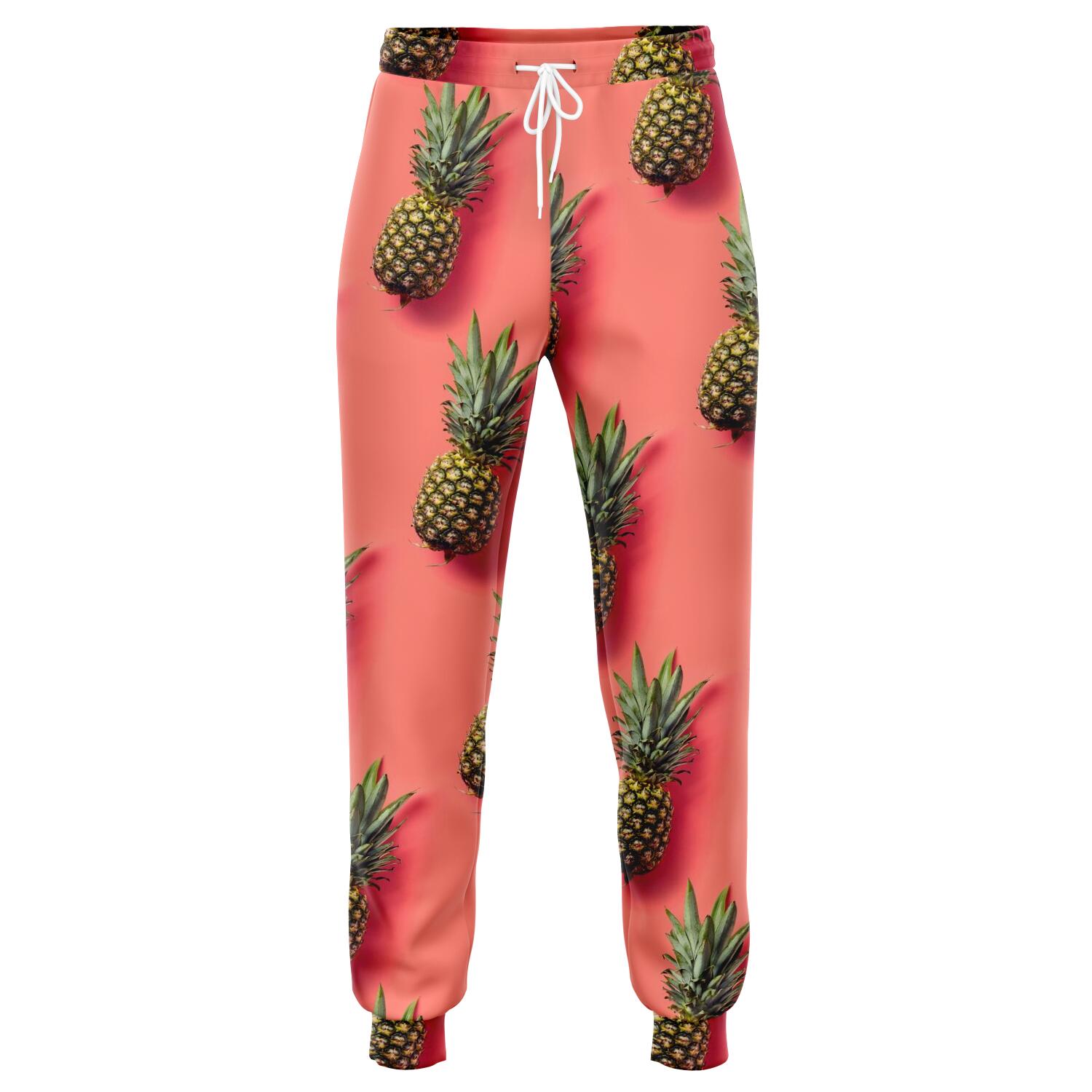 Pastel Pink Pineapple Pattern Print Jogger Pants