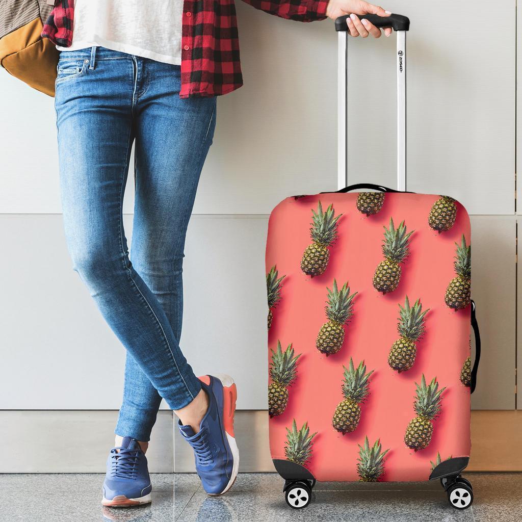 Pastel Pink Pineapple Pattern Print Luggage Cover