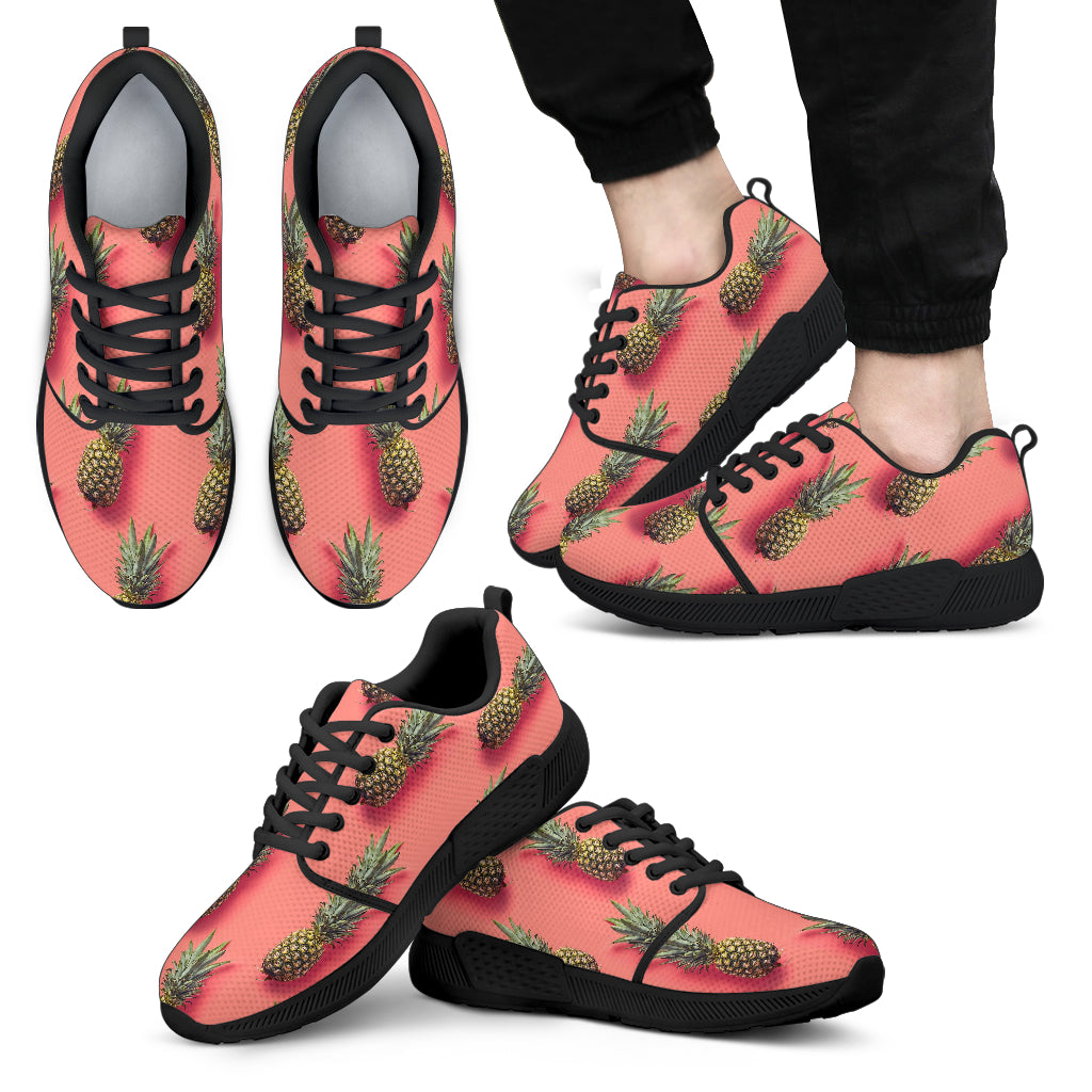 Pastel Pink Pineapple Pattern Print Men's Athletic Shoes