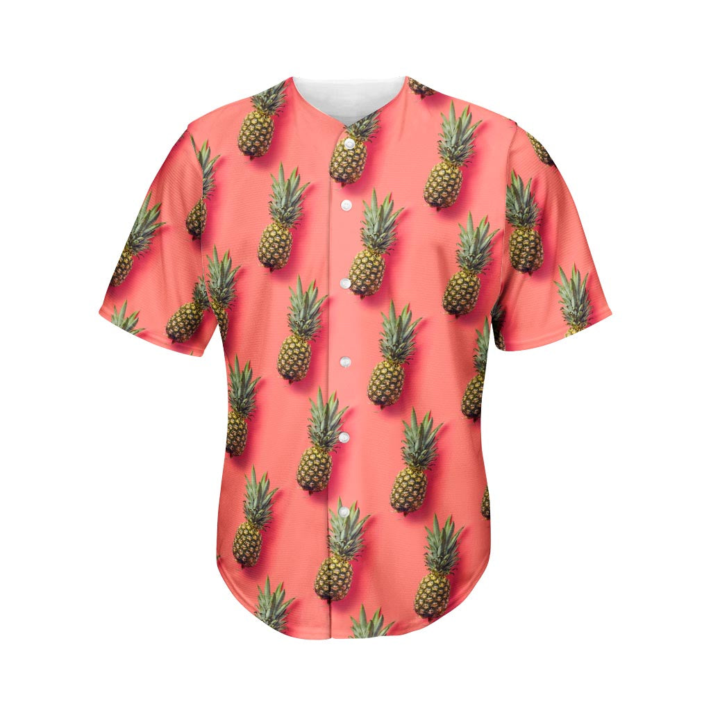 Pastel Pink Pineapple Pattern Print Men's Baseball Jersey