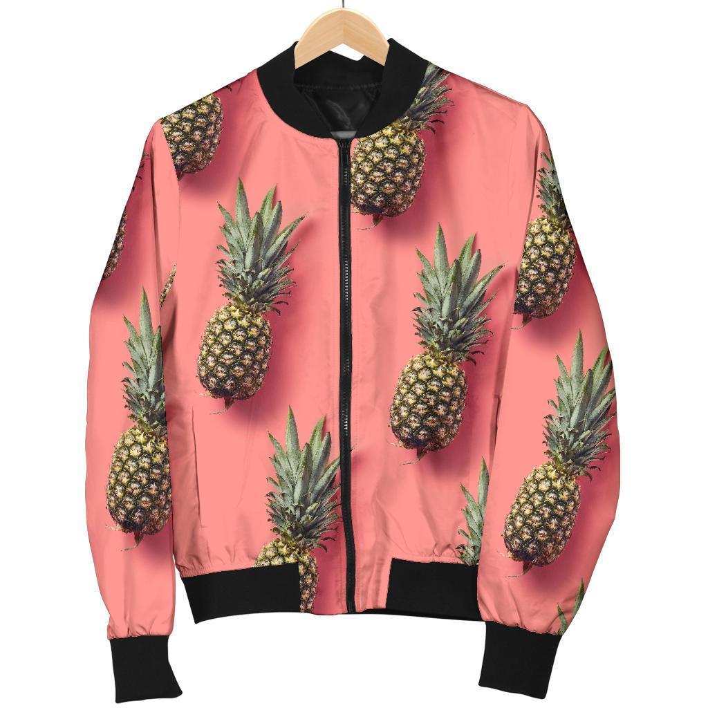 Pastel Pink Pineapple Pattern Print Men's Bomber Jacket