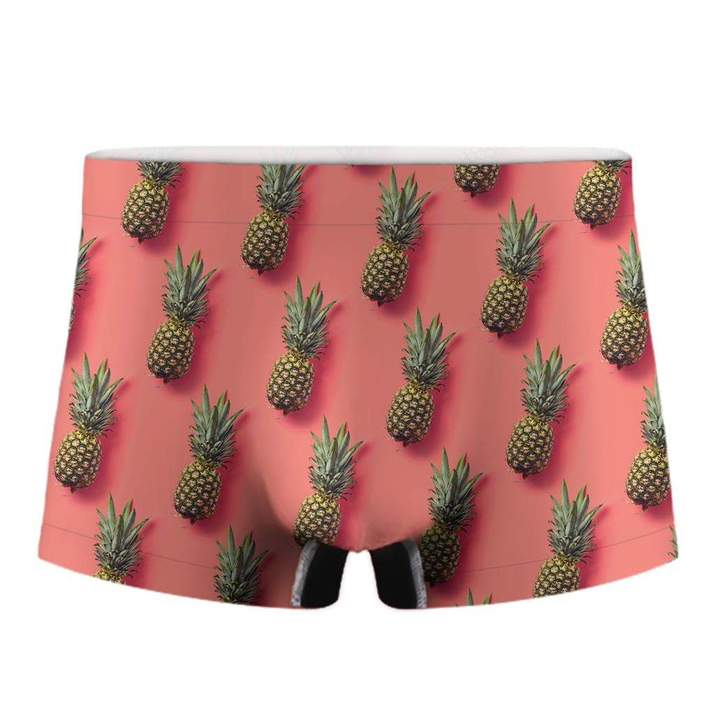 Pastel Pink Pineapple Pattern Print Men's Boxer Briefs