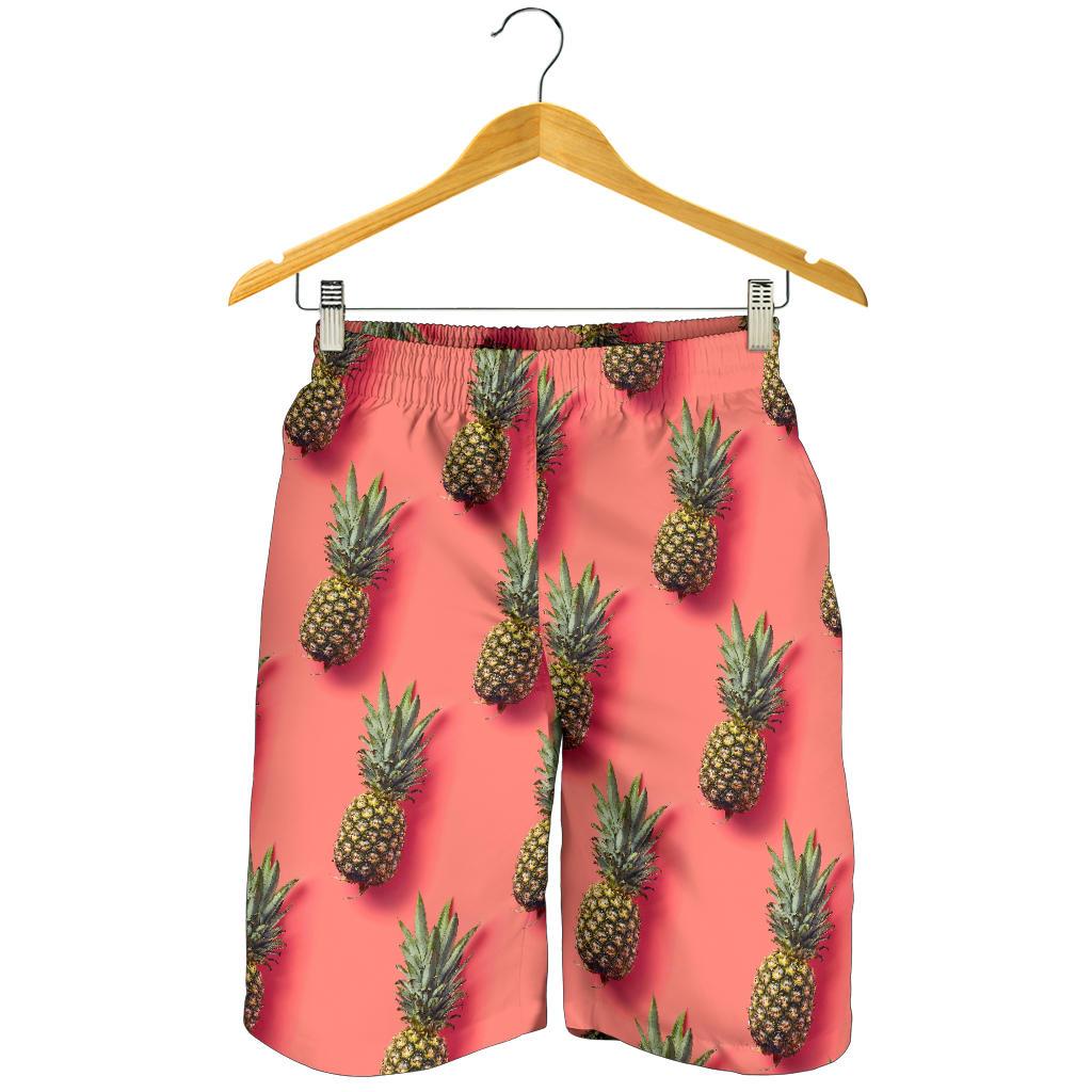 Pastel Pink Pineapple Pattern Print Men's Shorts