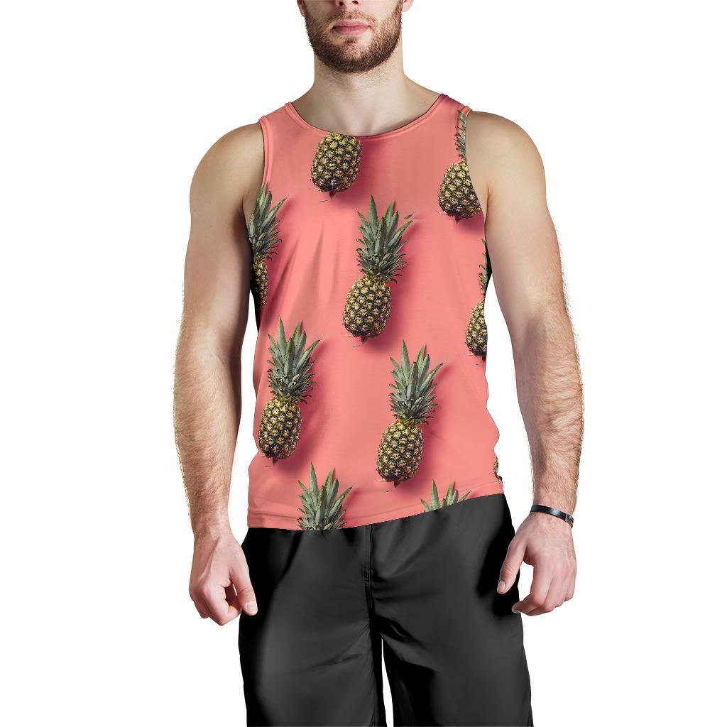 Pastel Pink Pineapple Pattern Print Men's Tank Top