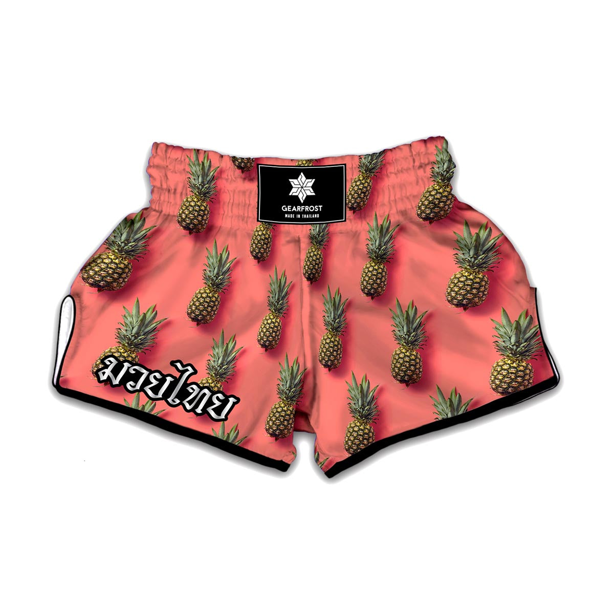 Pastel Pink Pineapple Pattern Print Muay Thai Boxing Shorts