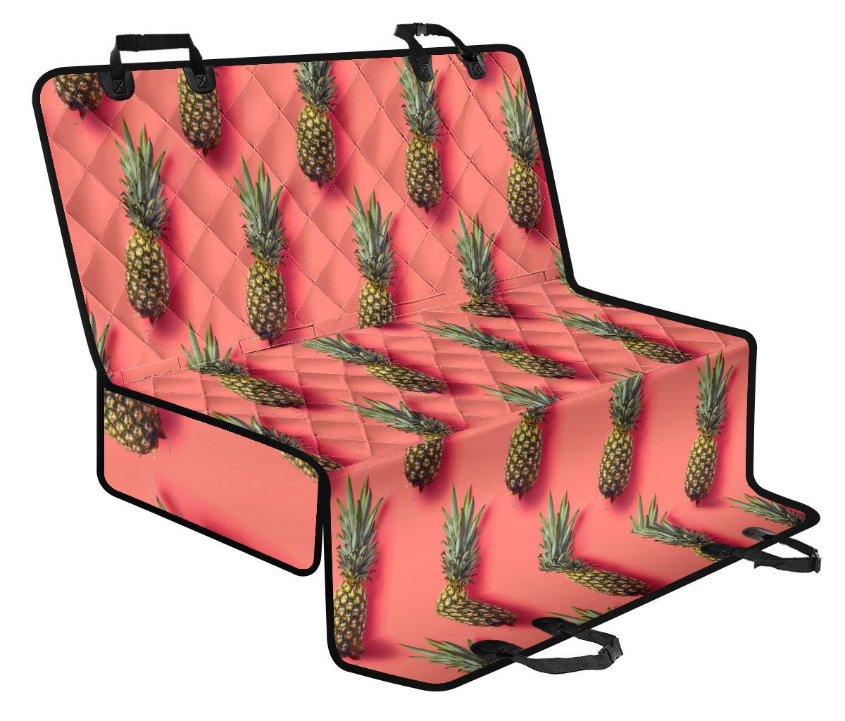 Pastel Pink Pineapple Pattern Print Pet Car Back Seat Cover