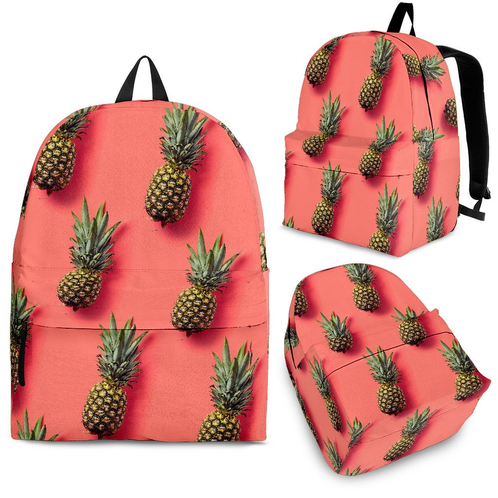 Pastel Pink Pineapple Pattern Print School Backpack