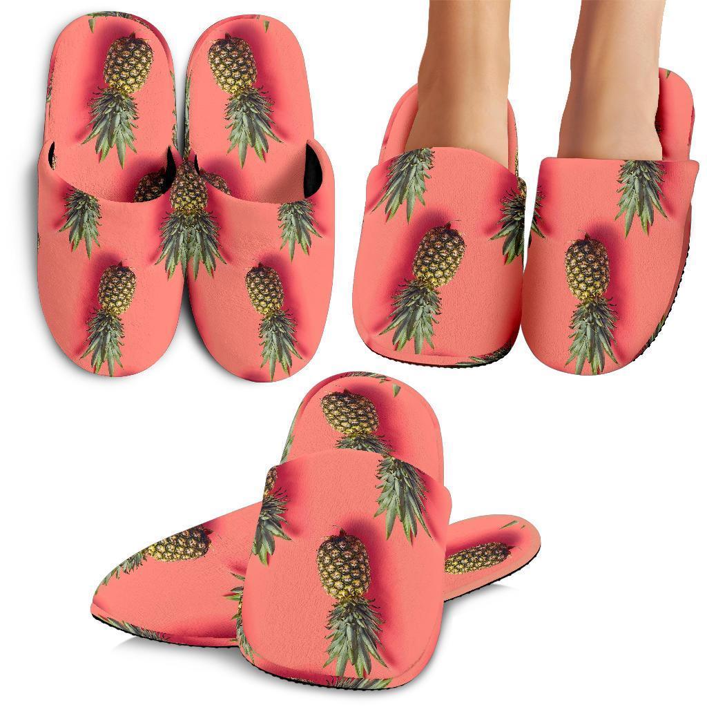 Pastel Pink Pineapple Pattern Print Slippers