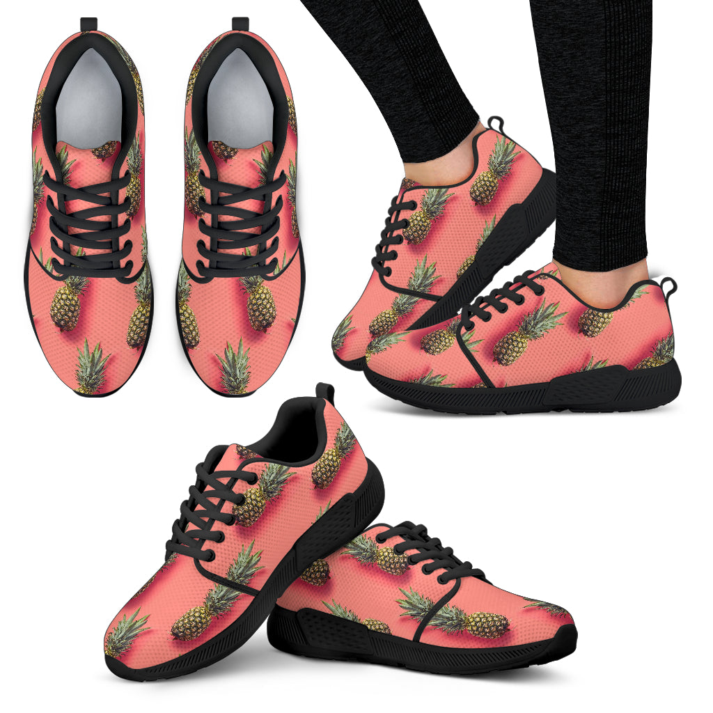 Pastel Pink Pineapple Pattern Print Women's Athletic Shoes