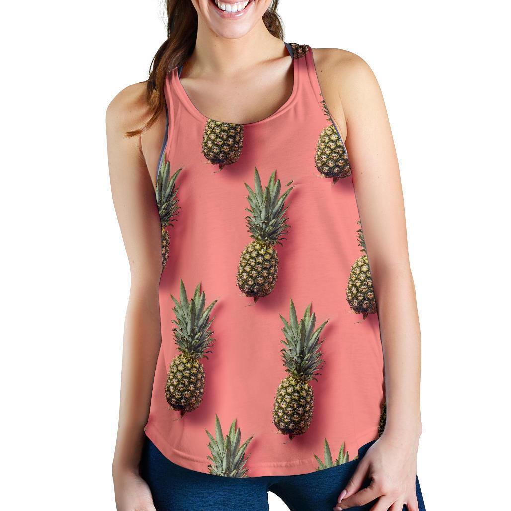 Pastel Pink Pineapple Pattern Print Women's Racerback Tank Top