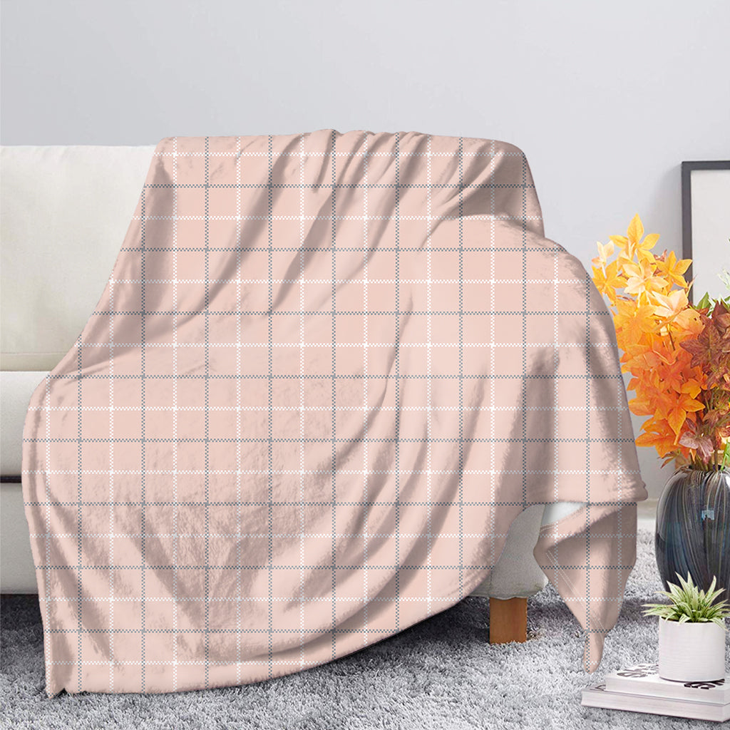 Pastel Pink Tattersall Pattern Print Blanket