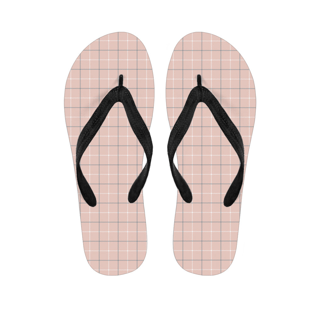 Pastel Pink Tattersall Pattern Print Flip Flops