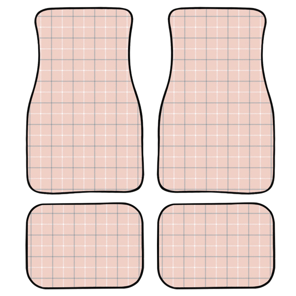 Pastel Pink Tattersall Pattern Print Front and Back Car Floor Mats