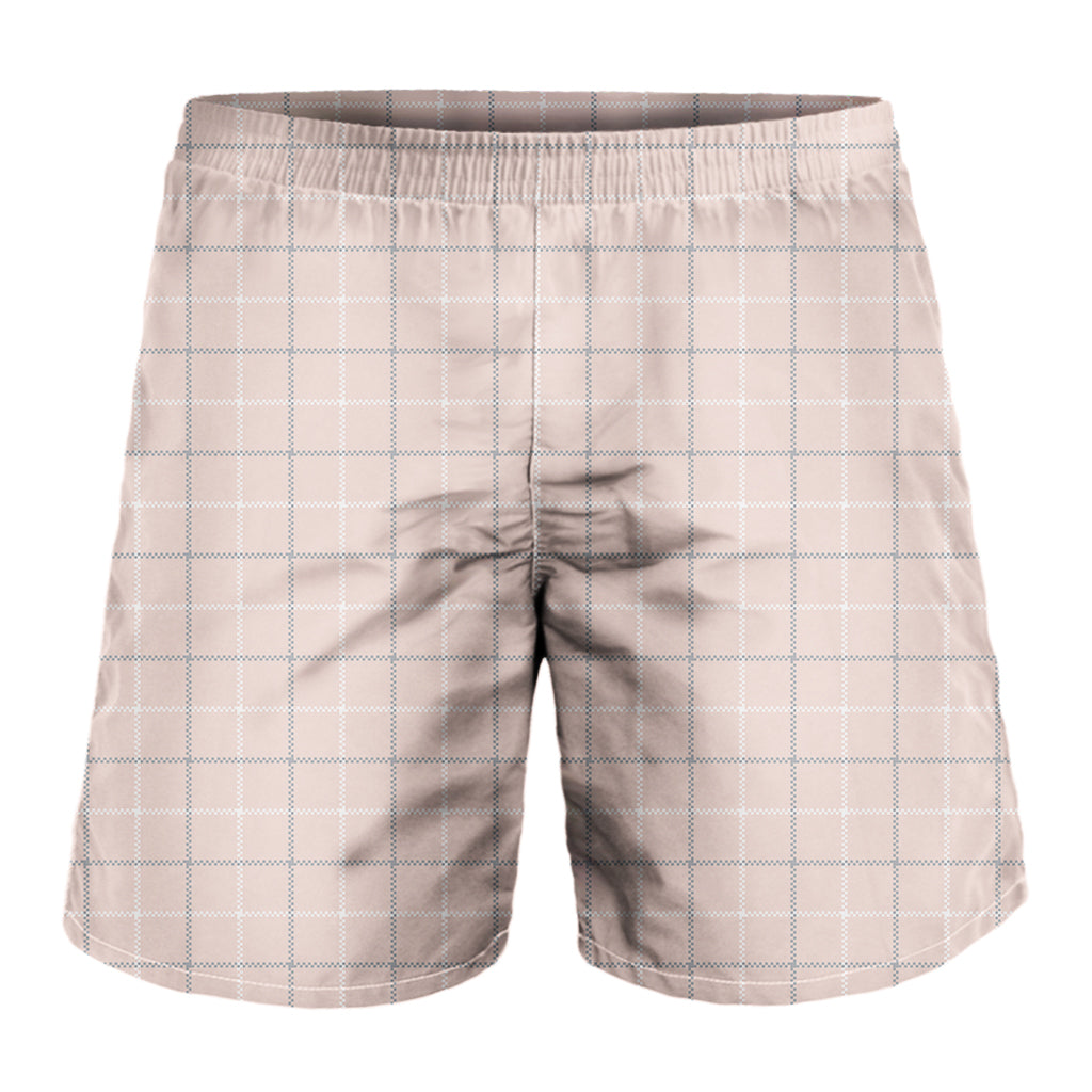 Pastel Pink Tattersall Pattern Print Men's Shorts