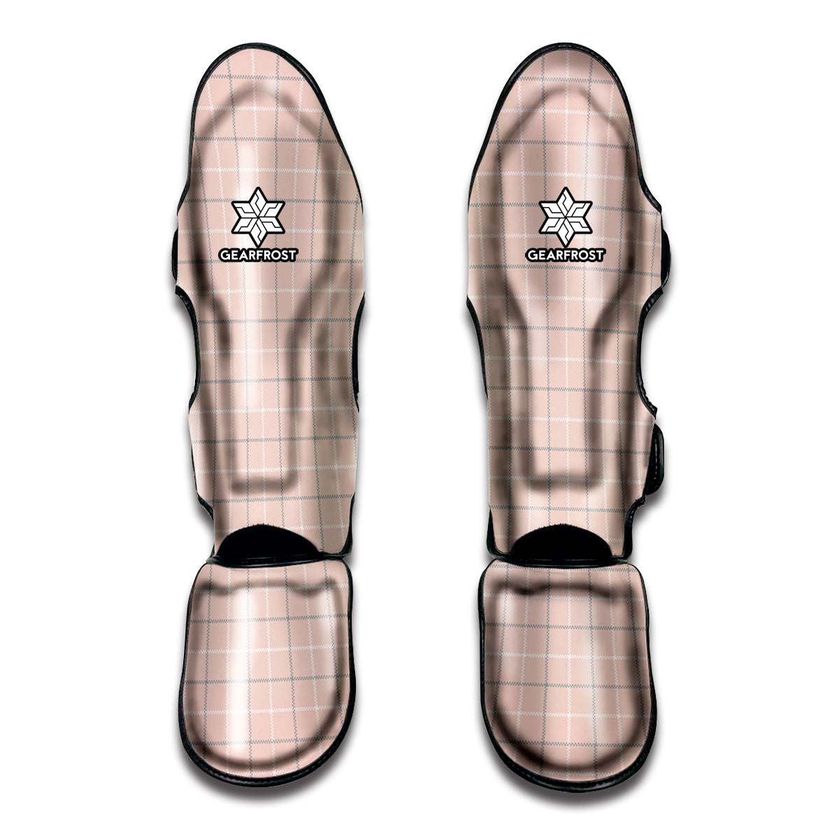 Pastel Pink Tattersall Pattern Print Muay Thai Shin Guards