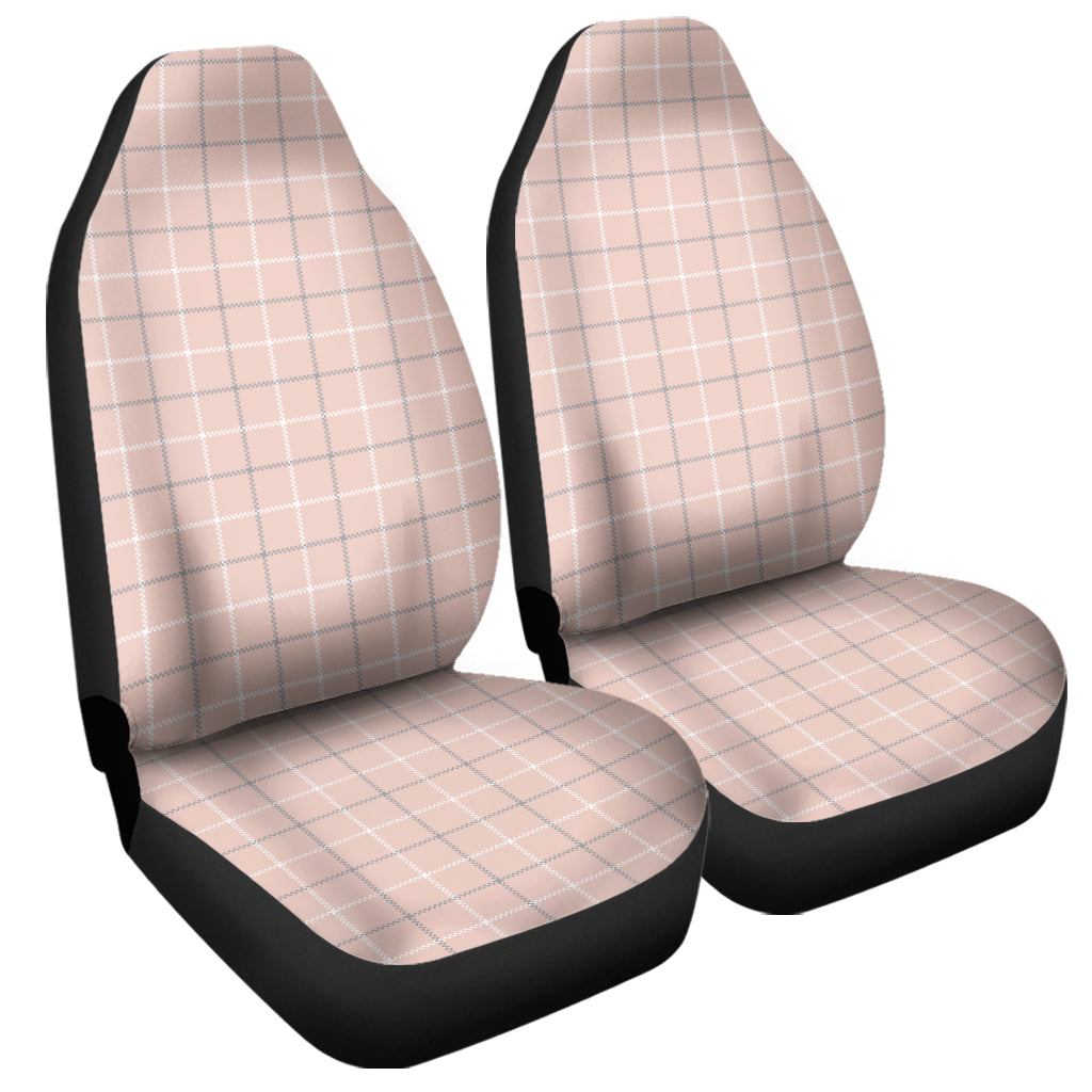 Pastel Pink Tattersall Pattern Print Universal Fit Car Seat Covers